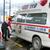 中核ＳＳにおける救急車への給油（９月２日、岩泉町）