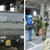 ㊨コスモ四日市製油所での自衛隊燃料補給訓練㊧自衛隊員とコスモ従業員が一体となってのドラム缶給油