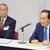 業界紙記者らの取材に応じた森会長（右）と吉田副会長・専務理事
